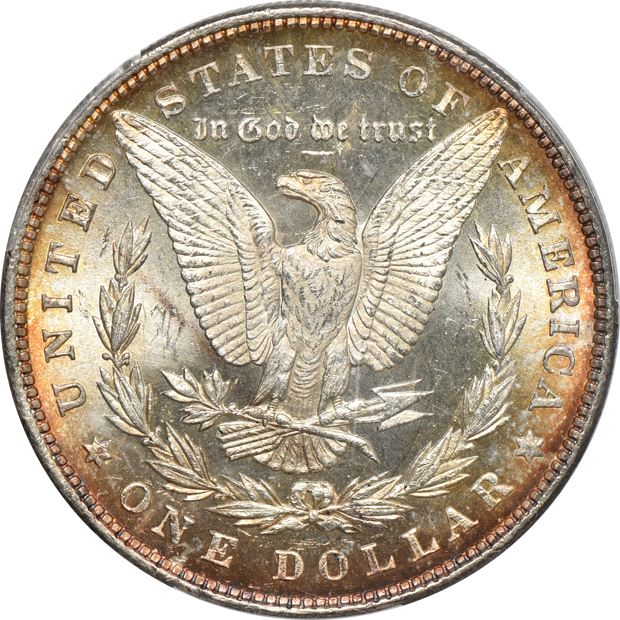 Four 1878 Morgan silver dollar type coins, all PCGS MS-62 CAC