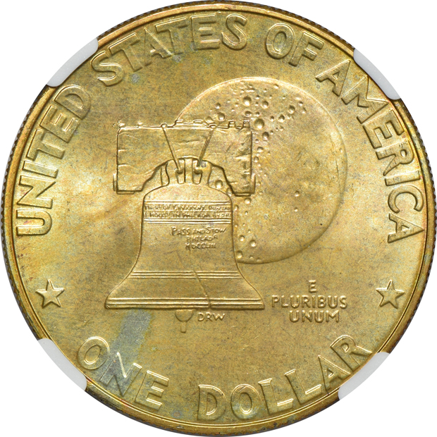 1963-D Franklin half-dollar NGC MS-65 FBL, and a 1976-S silver Eisenhower dollar UNC details/artificial toning