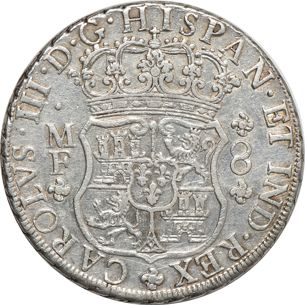 Multiple - 1765 Mexico 8 reales XF, and an 1833/2-Do-RM/L Philippines counter-stamped 8 reales VF