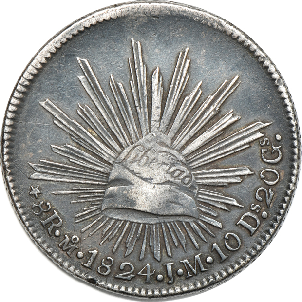 Mexico - 1824-Mo JM 8 reales F, 1844-GC MP VF, and an 1893-Zs FZ AU