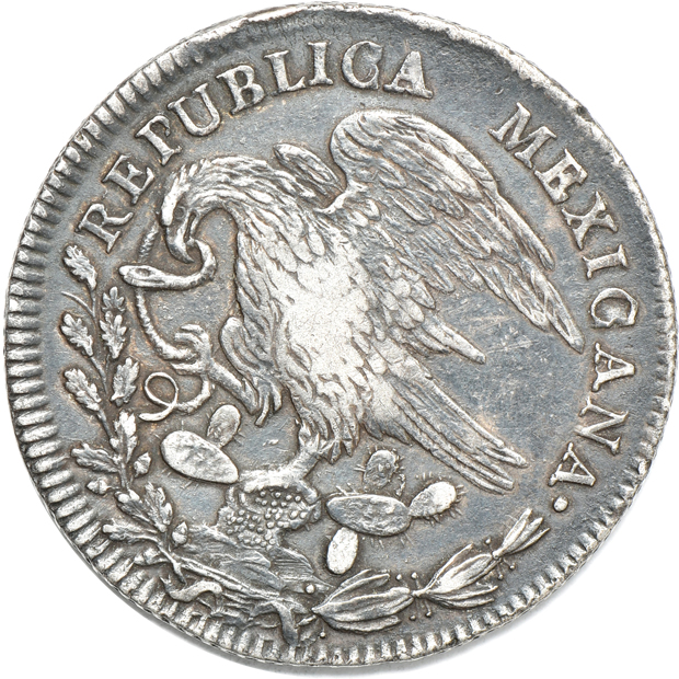 Mexico - 1824-Mo JM 8 reales F, 1844-GC MP VF, and an 1893-Zs FZ AU