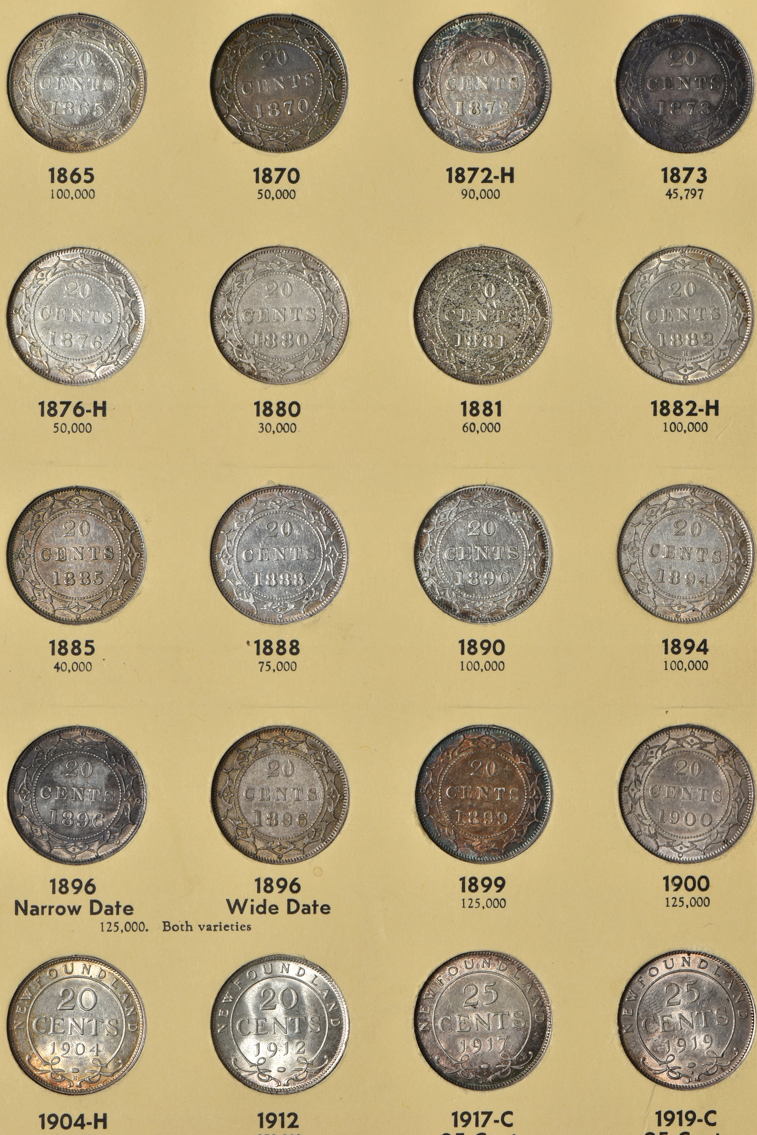 Canada - Complete collections of New Brunswick, Nova Scotia, Prince Edward Island and Newfoundland coins in two Library of Coins albums, vol. 68 and 69.