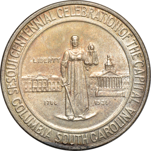 Six silver commemorative half-dollars