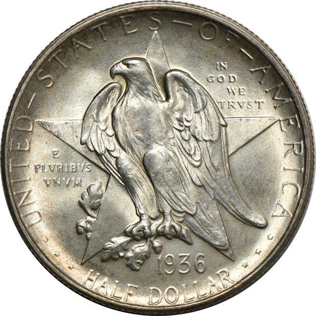 Six silver commemorative half-dollars