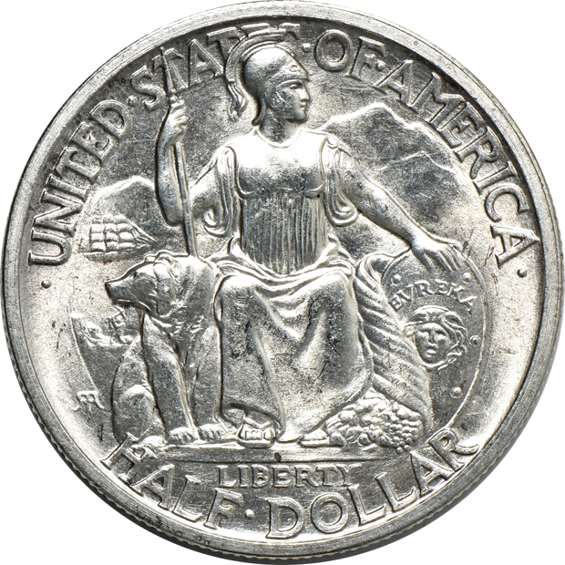 Six silver commemorative half-dollars