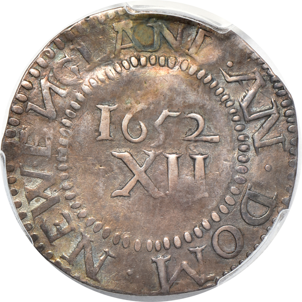 1652 Pine Tree Shilling, large planchet PCGS VF details/plugged