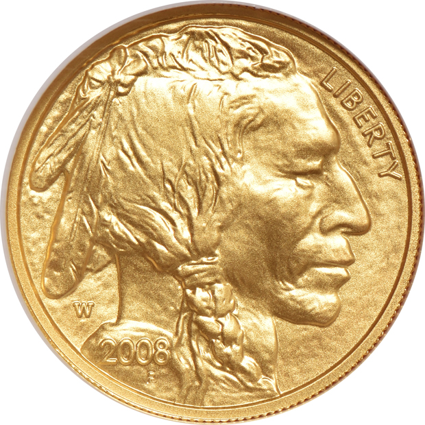 Two 2008 W $5 1/10oz Gold American Buffalo, both NGC MS-70 Early Releases
