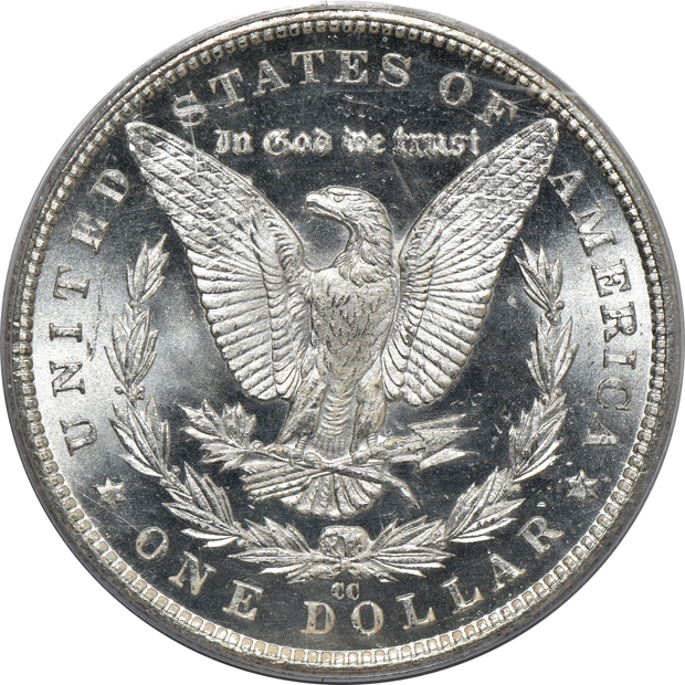 1883-CC MS-63PL (green label), and an 1883-CC MS-65, both PCGS