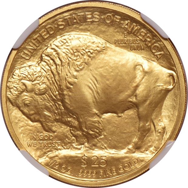 Two 2008 W $25 1/2oz Gold Buffalo, both NGC MS-70