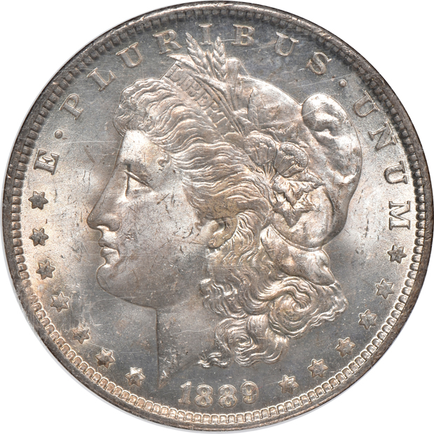 1889 MS-66, and an 1889-O MS-64, both NGC