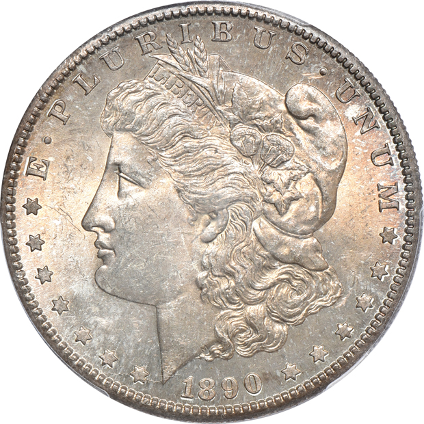 1890 NGC MS-65, and an 1890-S PCGS MS-65