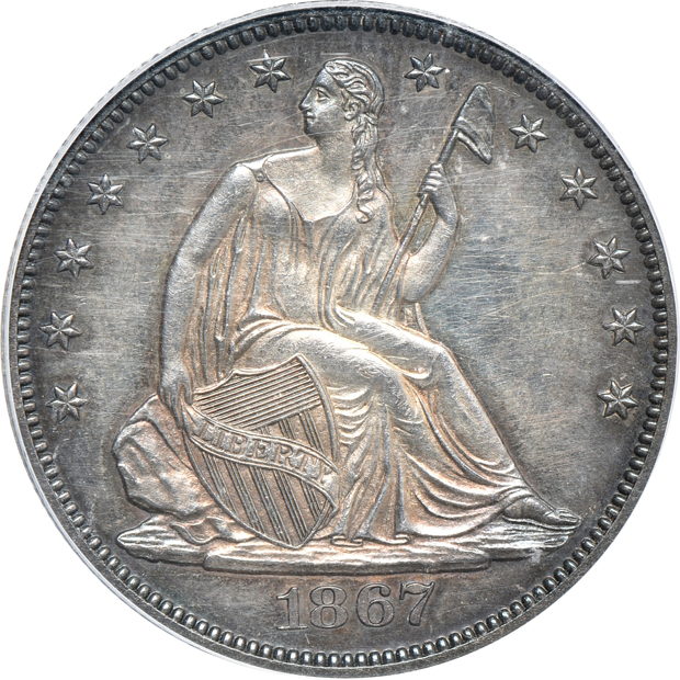 1867 ten-coin Proof Set (no w/ rays nickel), all PCGS