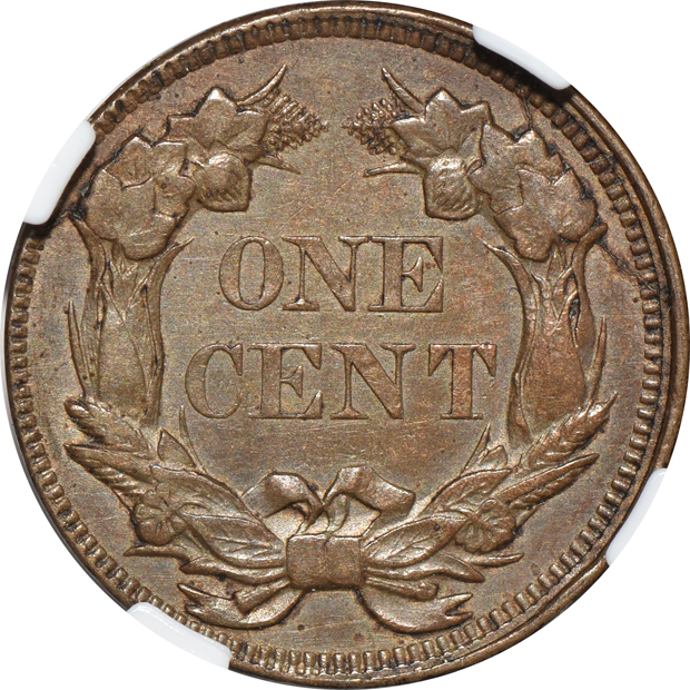 1857 Flying Eagle cent NGC AU-55, 1858 Flying Eagle cent NGC AU-58, and an 1859 Indian cent PCGS MS-62