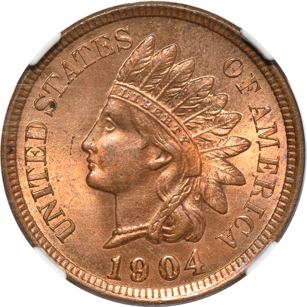 Three Flying Eagle cents and one Indian cent, all certified