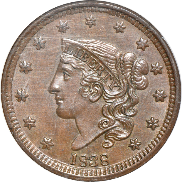1838 N-4 PCI MS-64BN, and an 1839 Bobby Head PCGS MS-61BN