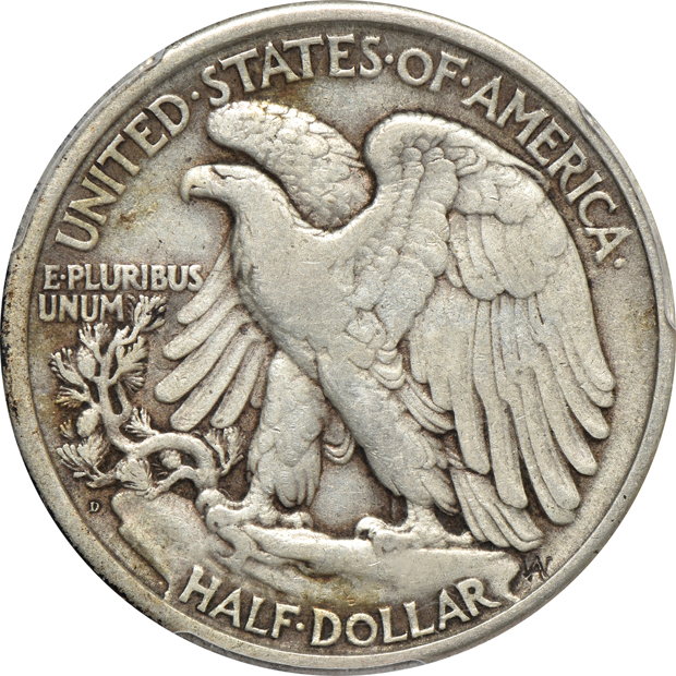 1920-D Walking Liberty half-dollar VF-30, and a 1924-D Standing Liberty quarter VF-35, both PCGS