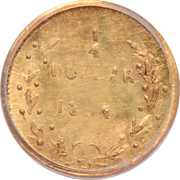 1854 25c BG- 216 PCGS MS-62 (green label)