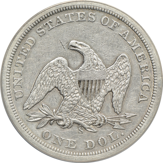 1859-S ANACS XF-45 details/cleaned