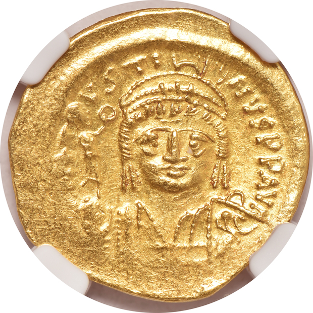 Roman Empire - 2nd Century BC Gaul, Ambiani AV quarter-stater VG, 565-578 Byzantine Empire AV solidus Choice AU, and a 613-641 Byzantine Empire AV solidus Mint State, all NGC