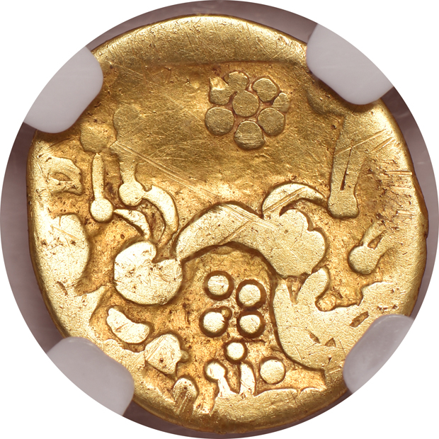Roman Empire - 2nd Century BC Gaul, Ambiani AV quarter-stater VG, 565-578 Byzantine Empire AV solidus Choice AU, and a 613-641 Byzantine Empire AV solidus Mint State, all NGC