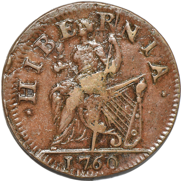 1760 Vooe Populi Hibernia Voce Populi halfpenny