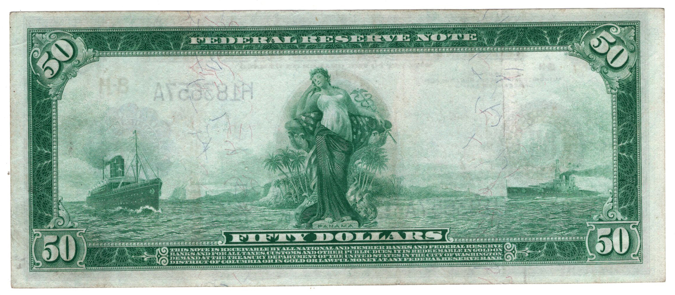 1914 $50 St. Louis Blue Seal Fr# 1052 - VF