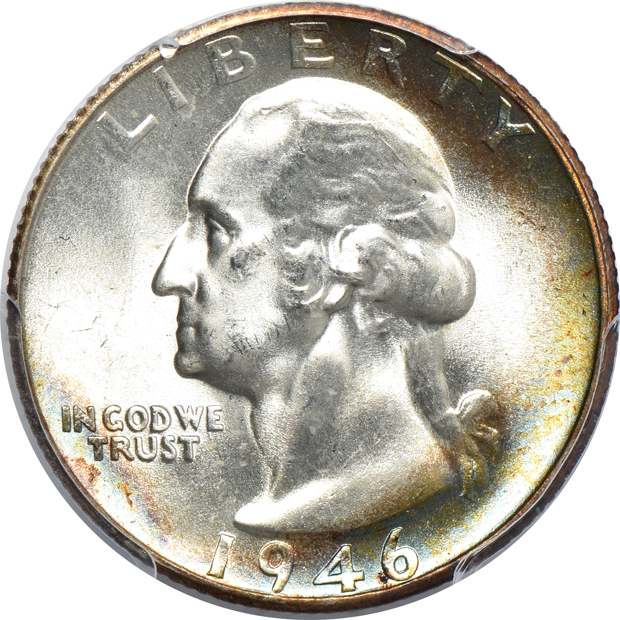 Five Washington quarters certified MS-66 by PCGS