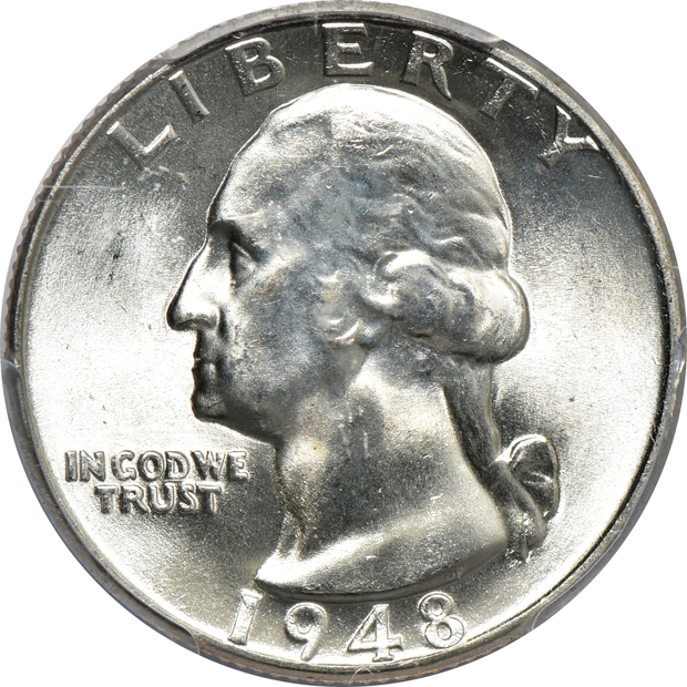 Five Washington quarters certified MS-66 by PCGS
