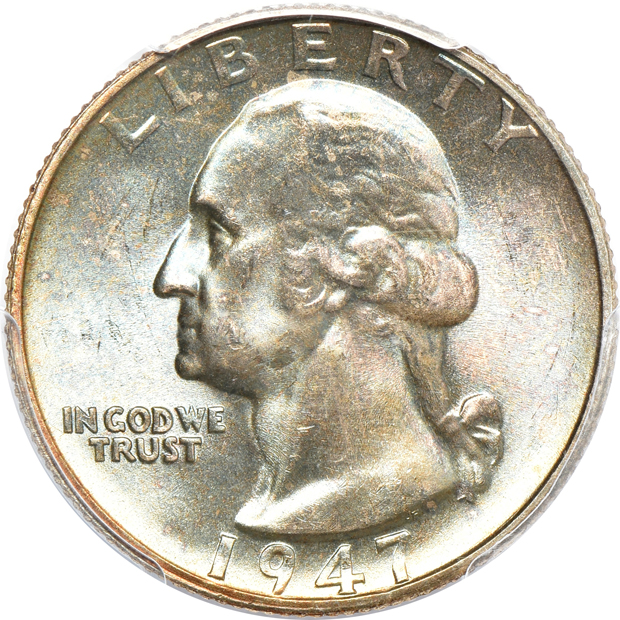 Five Washington quarters certified MS-66 by PCGS