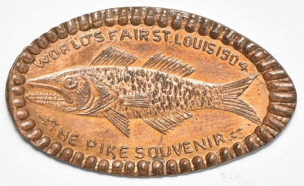 Group of 43 elongated cents and encased cents from the 1904 World's Fair