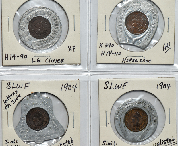 Group of 43 elongated cents and encased cents from the 1904 World's Fair