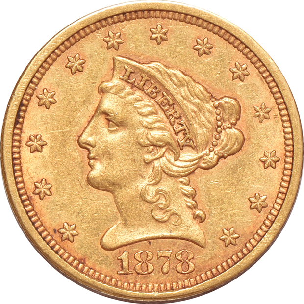 1852, 1878-S, and a 1904, all AU