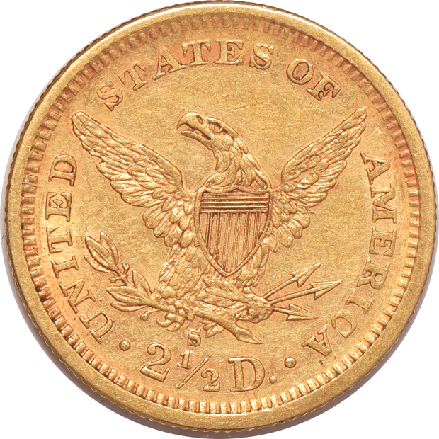 1852, 1878-S, and a 1904, all AU
