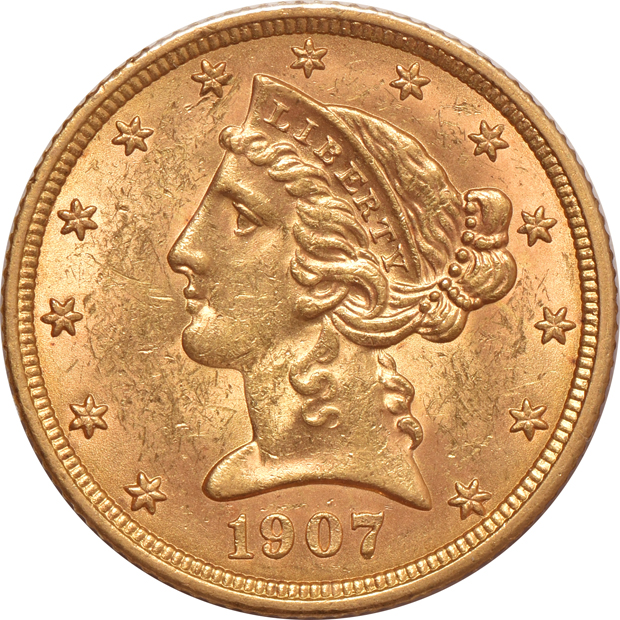 Six AU Liberty half-eagles
