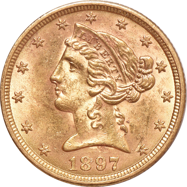 Six AU Liberty half-eagles