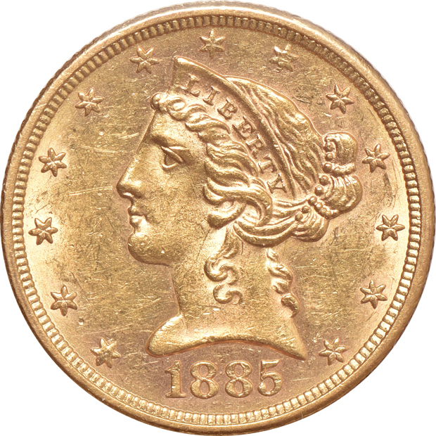 Six AU Liberty half-eagles