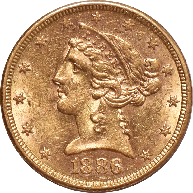 Six AU Liberty half-eagles
