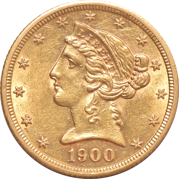 Six AU Liberty half-eagles
