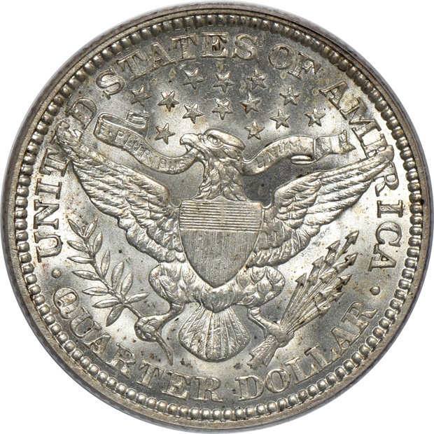 1897 Barber dime NGC MS-63, 1912-D Barber half-dollar PCGS MS-62, and a 1915 Barber quarter PCGS MS-64