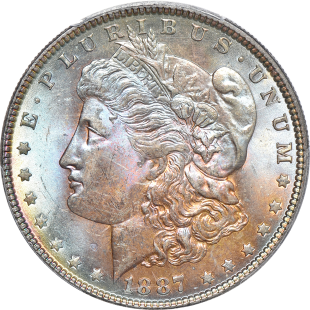 1887 MS-63, and an 1889 MS-65, both PCGS CAC