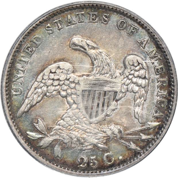 1807 Draped Bust half dollar VF-20 CAC, 1831 Large Letters Capped Bust quarter VF-35 CAC, and an 1858-S XF-40, all PCGS