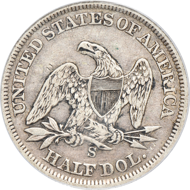 1807 Draped Bust half dollar VF-20 CAC, 1831 Large Letters Capped Bust quarter VF-35 CAC, and an 1858-S XF-40, all PCGS