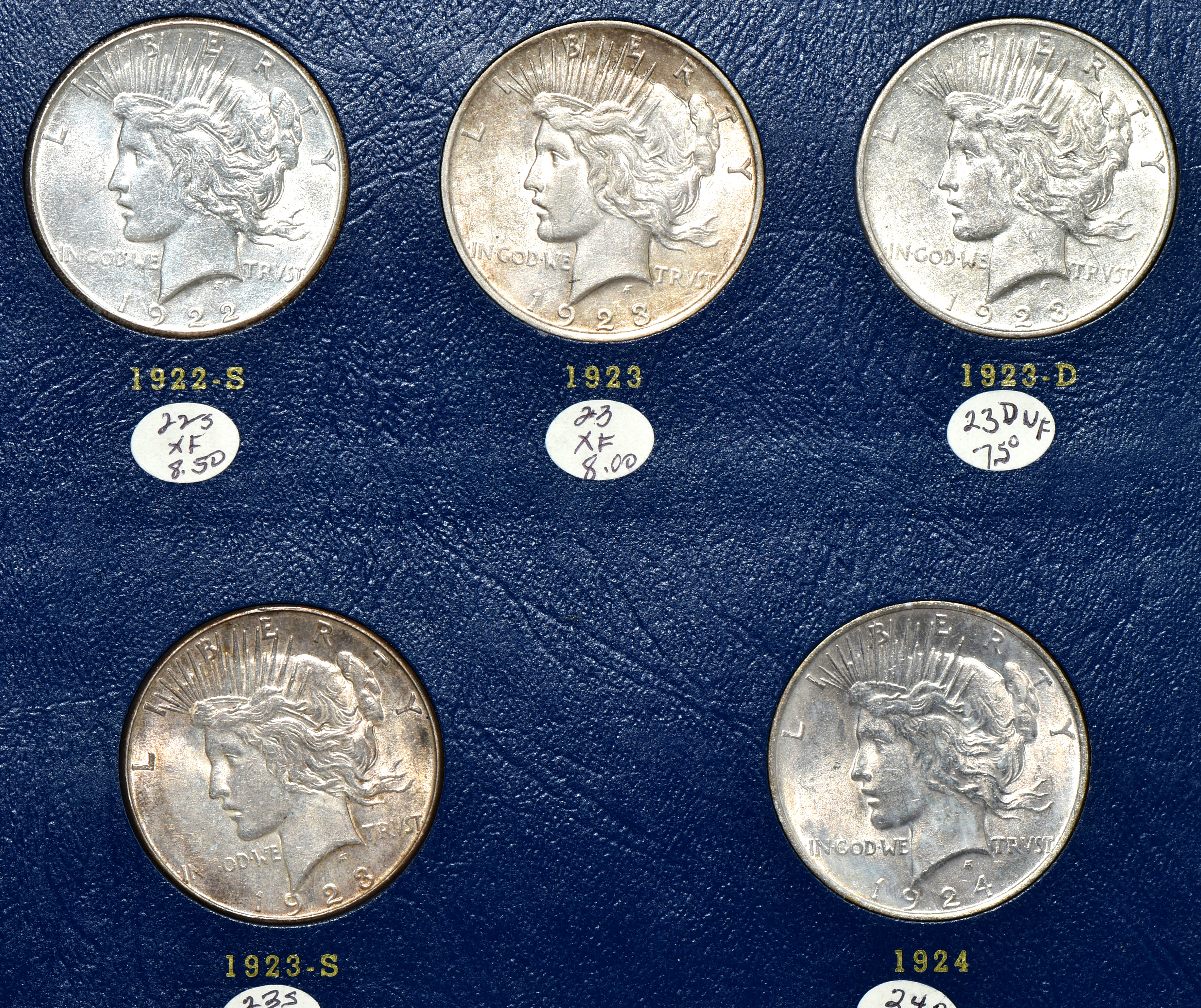 Complete collection of Peace silver dollars in a Whitman 9430 album