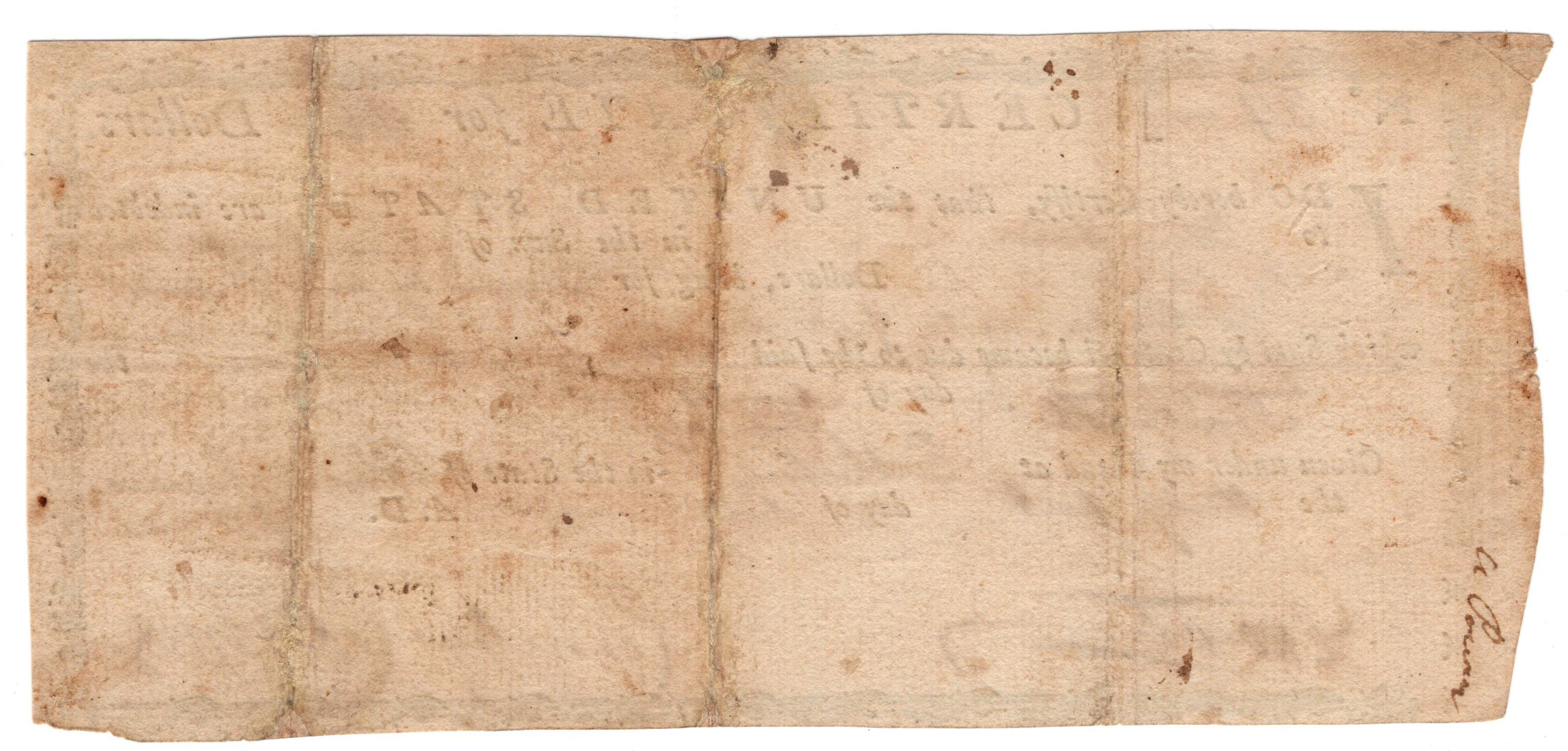Quarter Master Certificate July 1, 1780