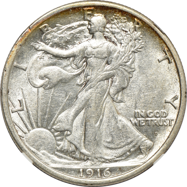 1916 XF-40, 1916-D AU-53, and 1918-S AU-53, all NGC