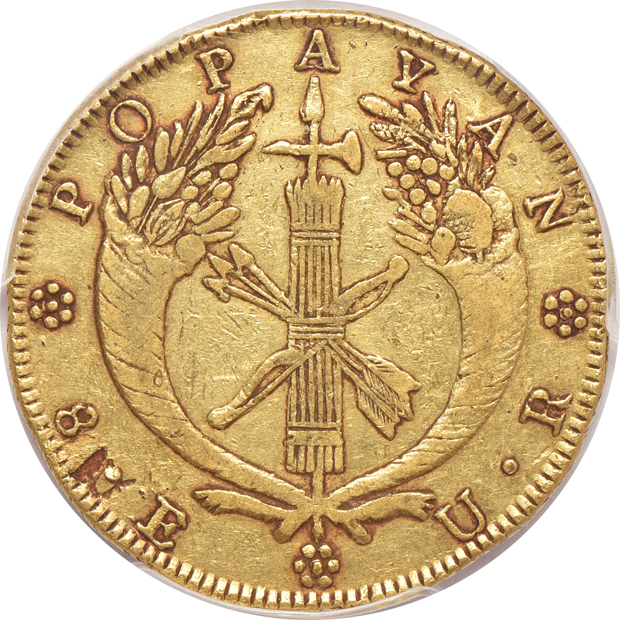 Multiple - Spain 1802/1-M FA 2 escudos VF-35, and a Colombia 1836-UR 8 escudos VF details/planchet flaw, both PCGS