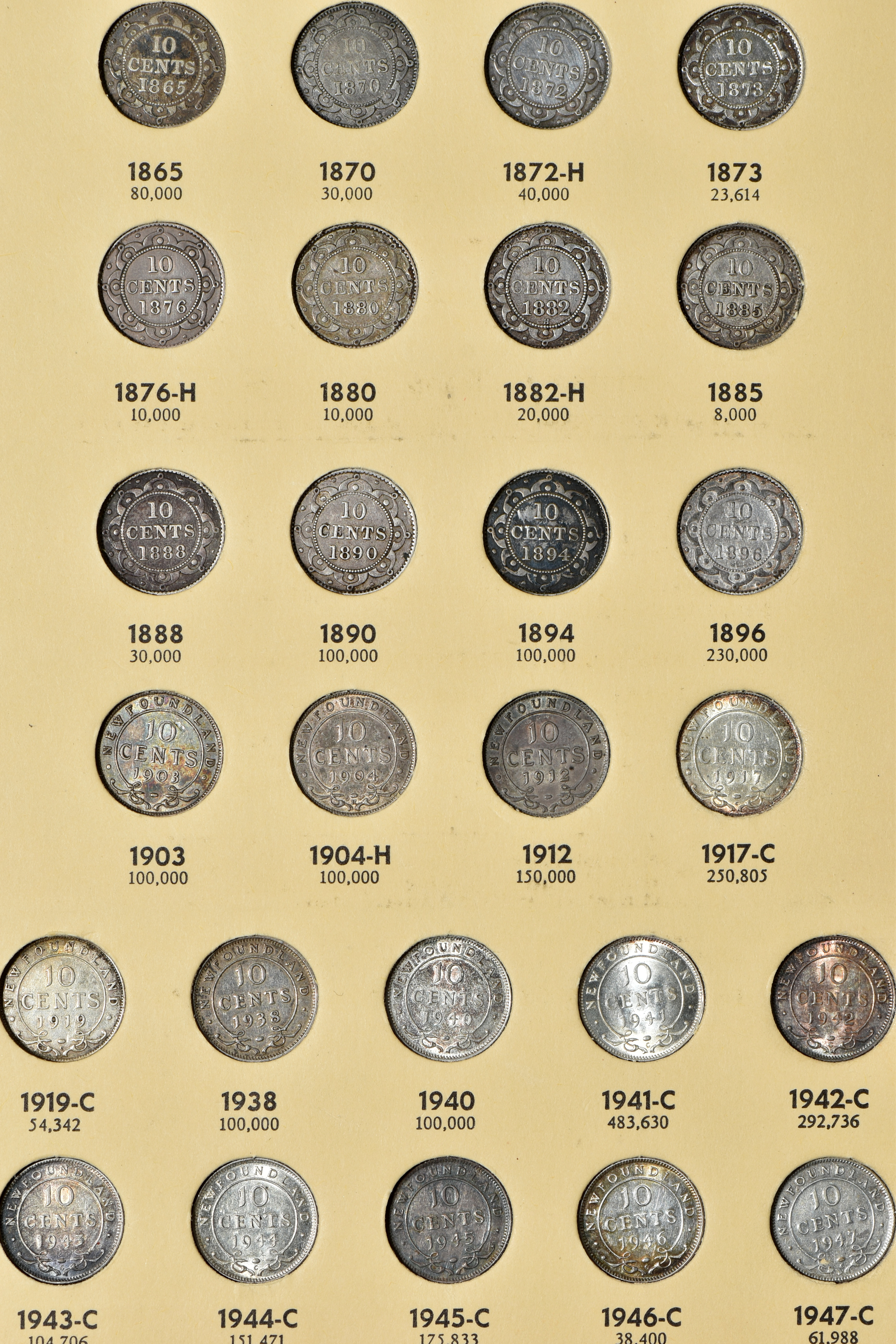 Canada - Complete collections of New Brunswick, Nova Scotia, Prince Edward Island and Newfoundland coins in two Library of Coins albums, vol. 68 and 69.