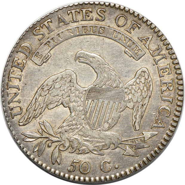 1817 Dated 181.7 O-103 XF details, 1820/19 Square Base 2 O-101a F details, and an 1823 Broken 3 VF details