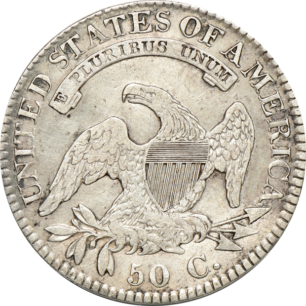 1817 Dated 181.7 O-103 XF details, 1820/19 Square Base 2 O-101a F details, and an 1823 Broken 3 VF details