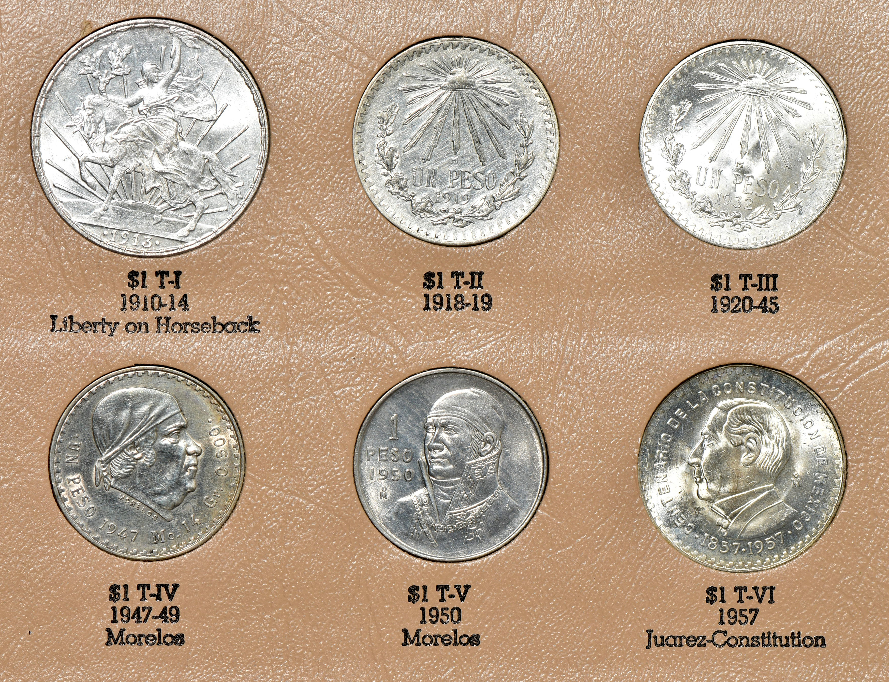 Mexico - Type set of coins minted by Mexico from 1905 in a Dansco album